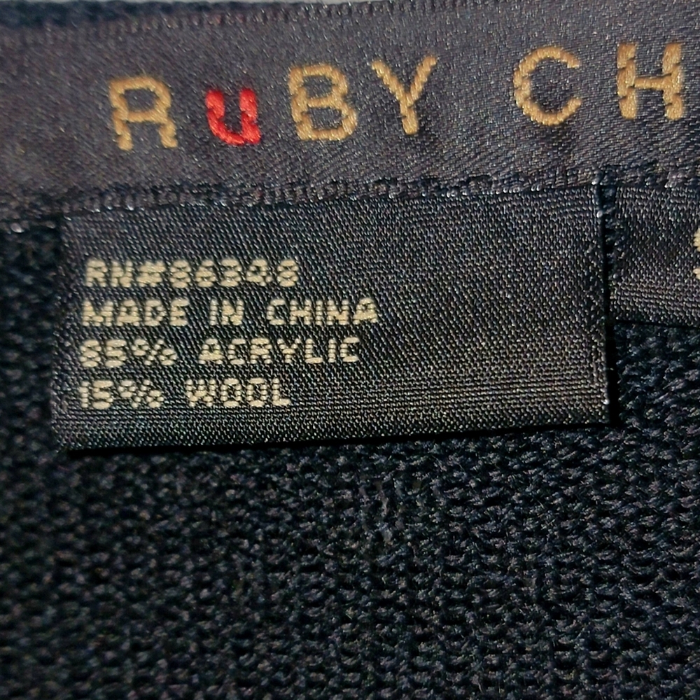 Ruby Cho Black Sequin Crochet Faux Fur Trim Duster Cardigan S - Picture 9 of 14